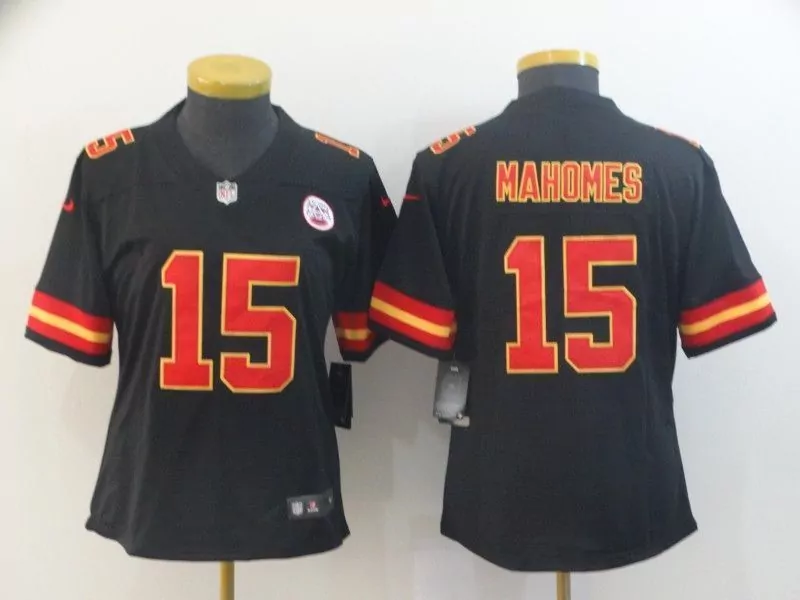 Patrick Mahomes 15 Jersey Black Kansas City Chiefs Men Red Yellow