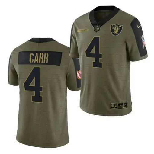Derek Carr 4 Raiders Jersey Olive Green Salute To Service American Flag Men Player