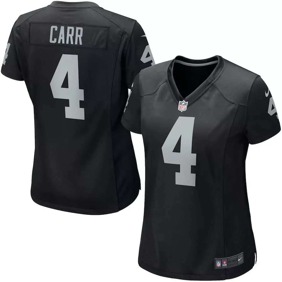 Derek Carr 4 Raiders Jersey Black Women Replica Silver Game