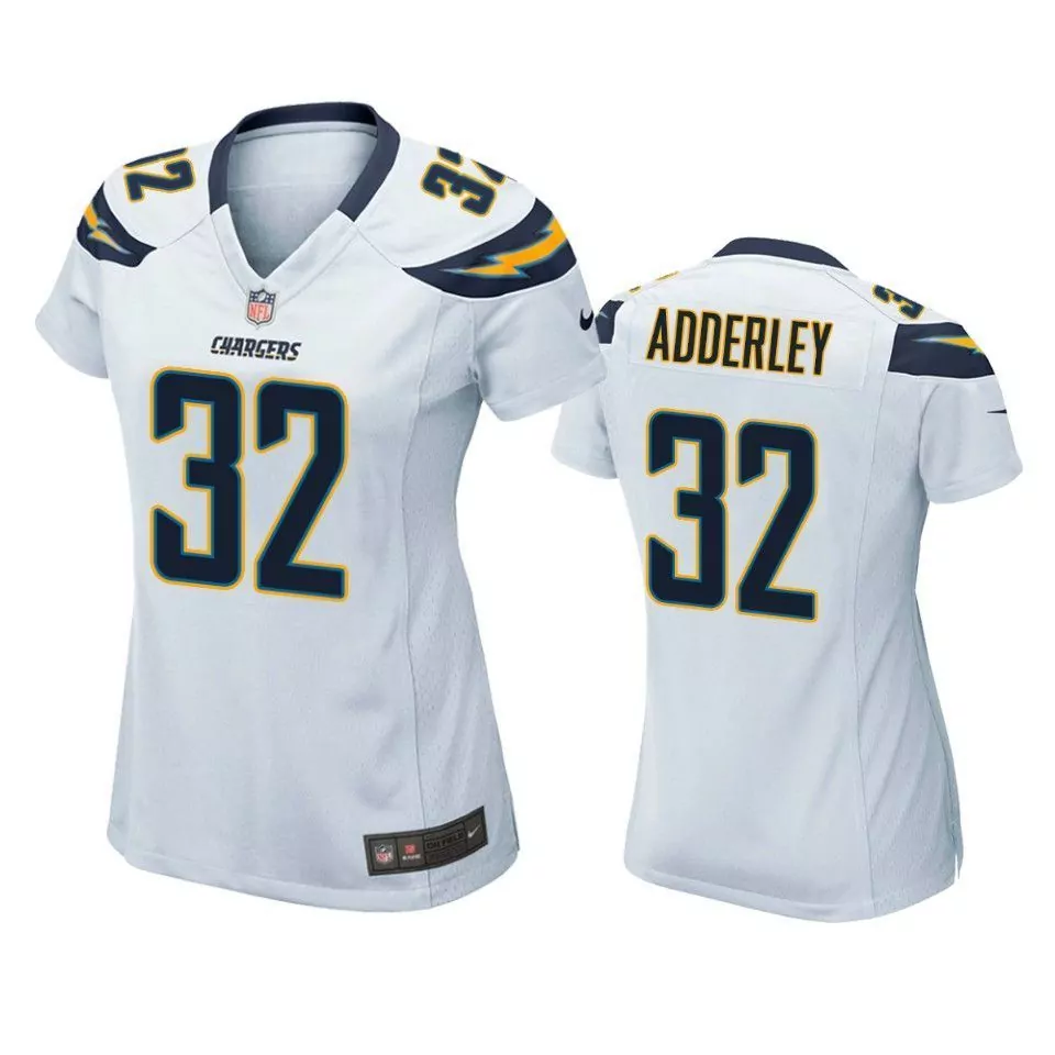 Nasir Adderley 32 Chargers Jersey White Women Navy Blue Yellow Game