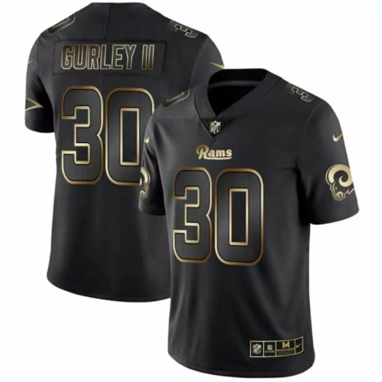 Todd Gurley 30 Rams Jersey Black Men Gold