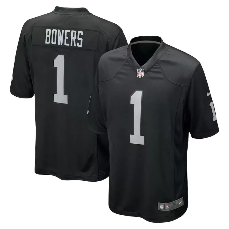 Brock Bowers 1 Las Vegas Raiders Jersey Black Men Authentic Gray Game