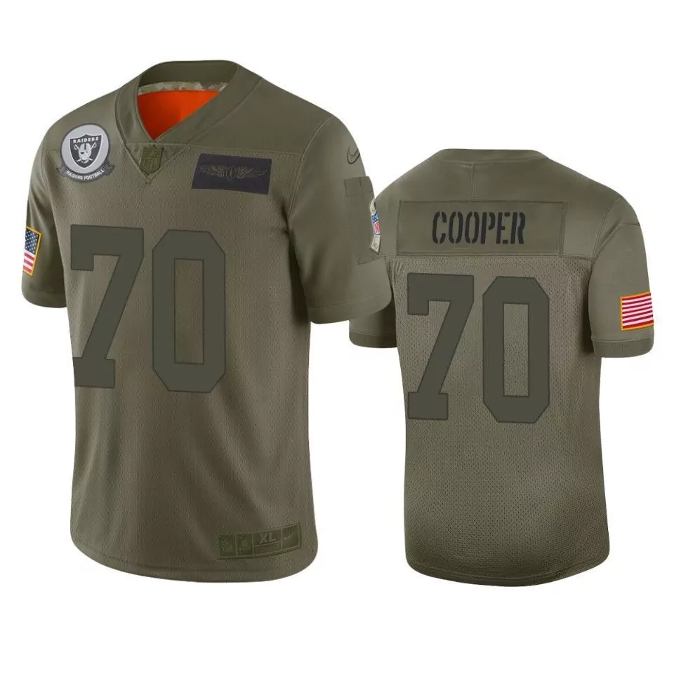 Cooper 70 Raiders Jersey Olive Salute To Service American Flag Men Player Green Orange