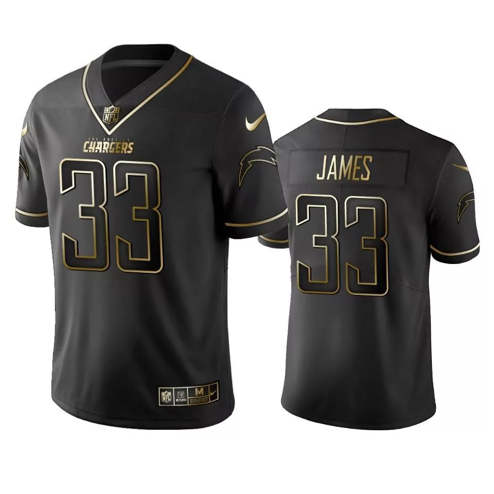 Derwin James 33 Jersey Black Los Angeles Chargers Player Men Gold Vapor Limited