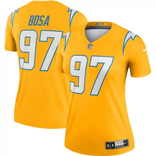 Joey Bosa 97 Los Angeles Chargers Jersey Yellow Women Alternate Light Blue White