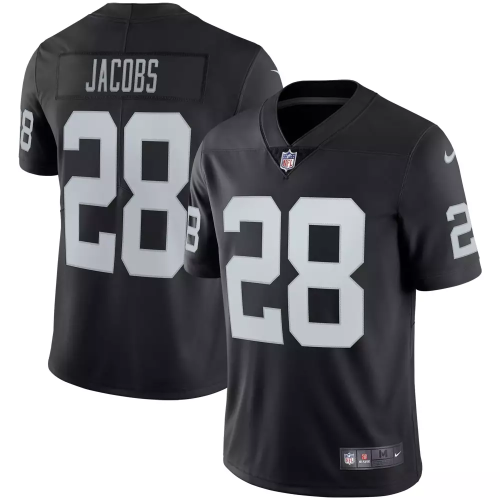 Josh Jacobs 28 Raiders Jersey Black Men Authentic White Vapor Limited