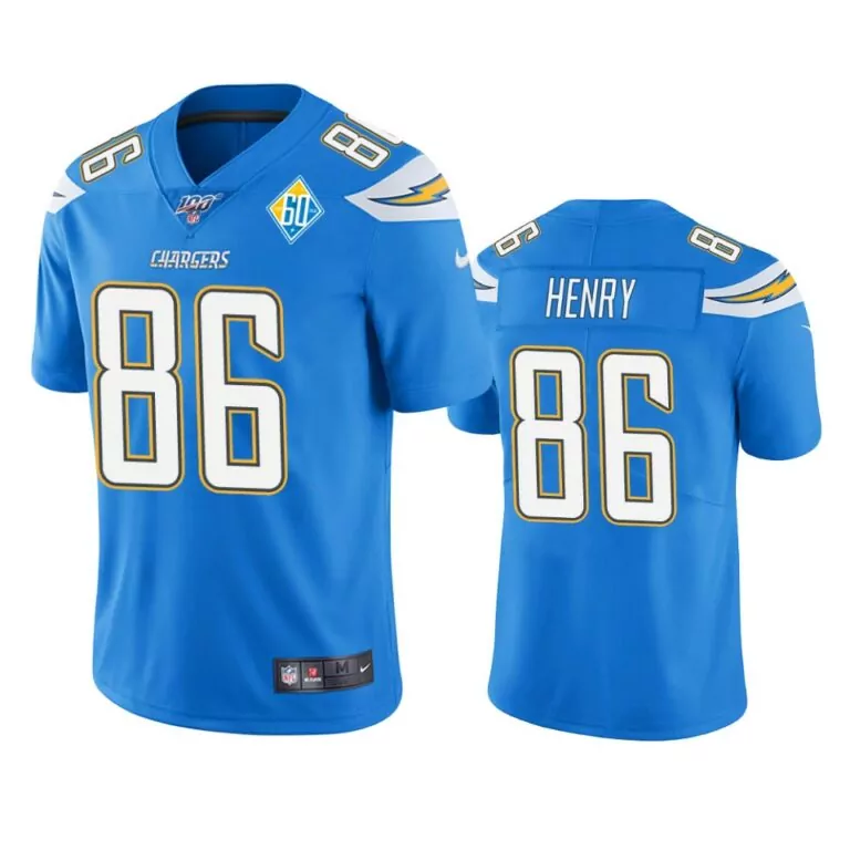 Hunter Henry 86 Chargers Jersey Blue 60th Anniversary Diamond Men Authentic White
