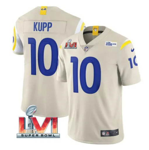 Cooper Kupp 10 Los Angeles Rams Jersey Cream Super Bowl Lvi Men Royal Blue Gold Vapor