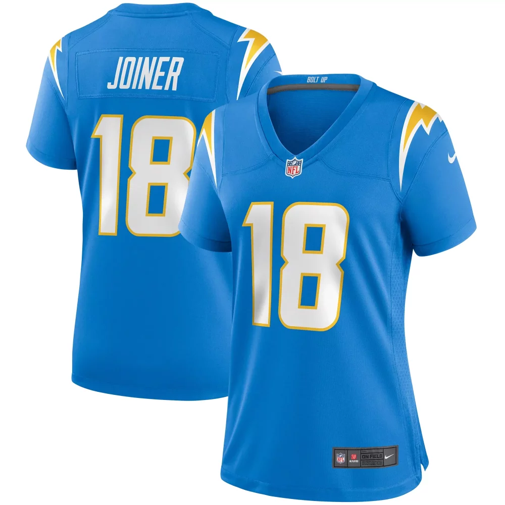 Charlie Joiner 18 Jersey Blue On Field Los Angeles Chargers Women NFL Yellow White
