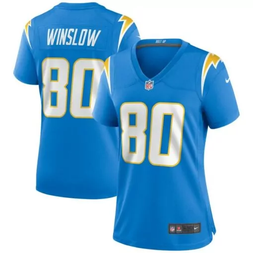 Kellen Winslow 80 Jersey Blue Los Angeles Chargers Women Replica White Yellow Game
