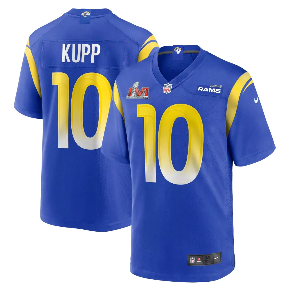 Cooper Kupp 10 Rams Jersey Royal Blue Super Bowl Lvi Men Authentic Yellow White Game