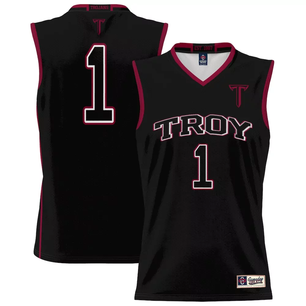 Custom Troy 1 Jersey Black Men Maroon White Gameday Unisex