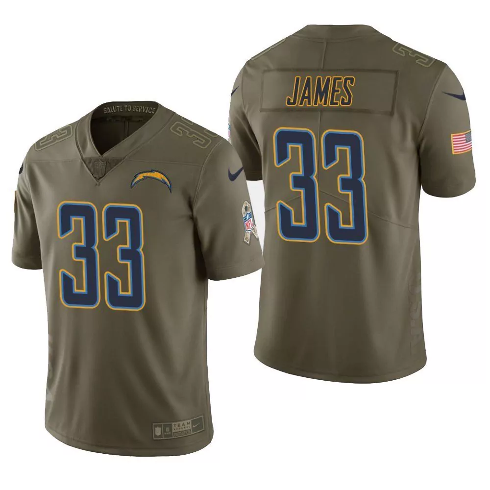 Derwin James 33 Jersey Olive Green Salute To Service Los Angeles Chargers Men On-field