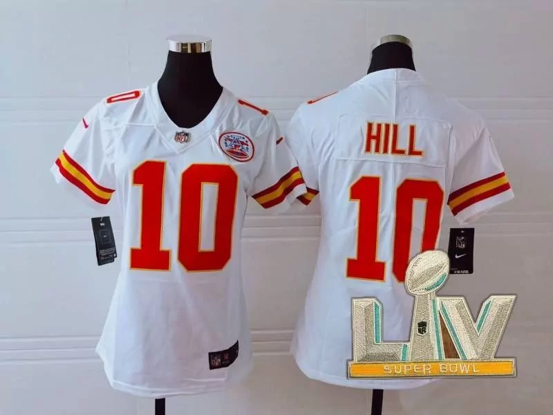 Tyreek Hill 10 Kansas City Chiefs Jersey White Super Bowl Liv Women Red Yellow