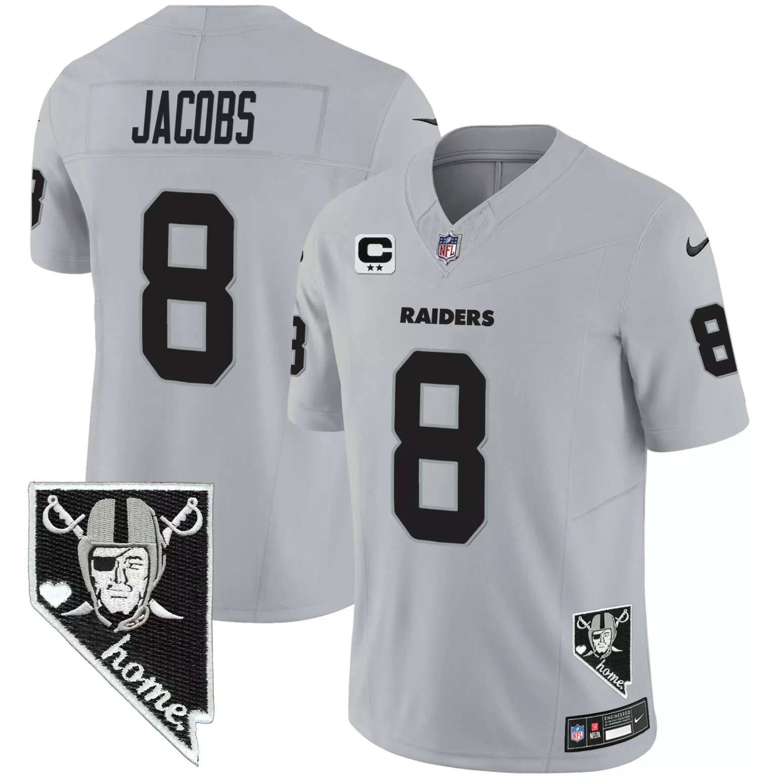 Josh Jacobs 8 Raiders Jersey Silver Nevada Home Men Black All Stitched