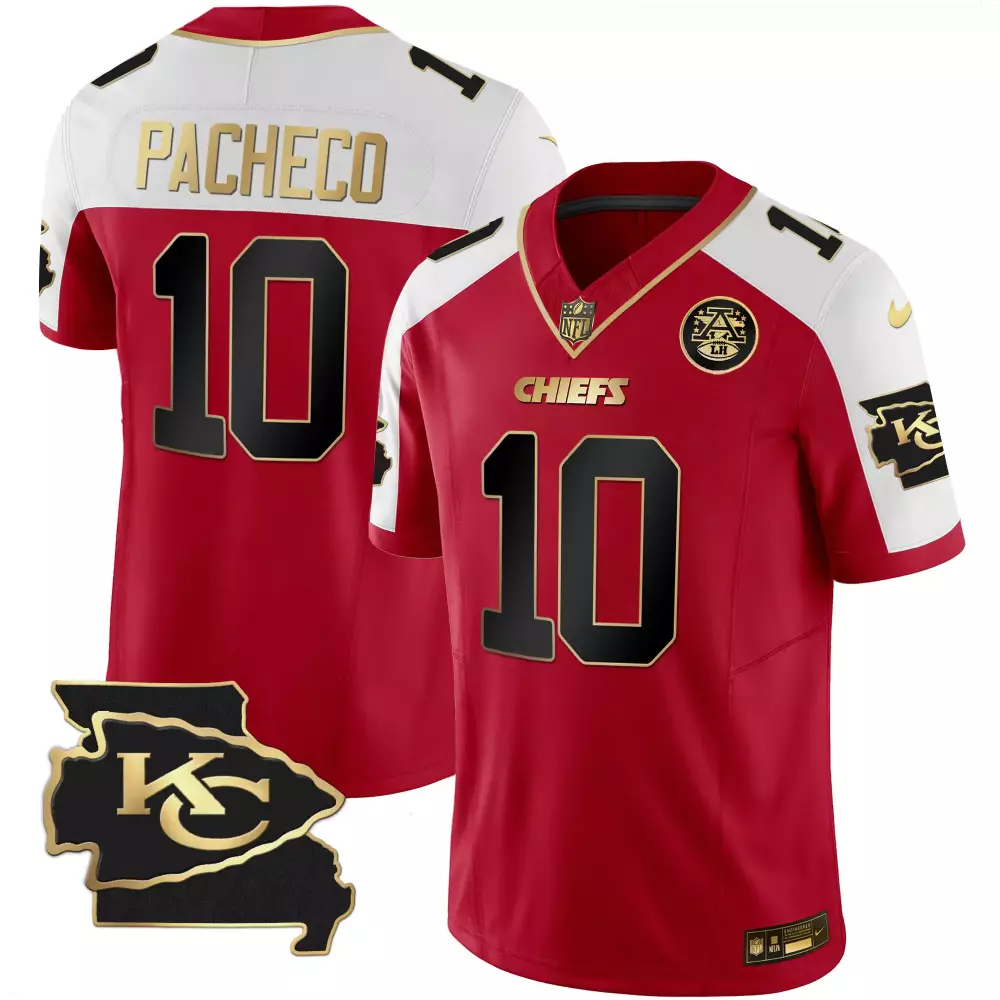 Isiah Pacheco 10 Chiefs Jersey Red 2023 Draft Lh Men White Gold Black Alternate Vapor