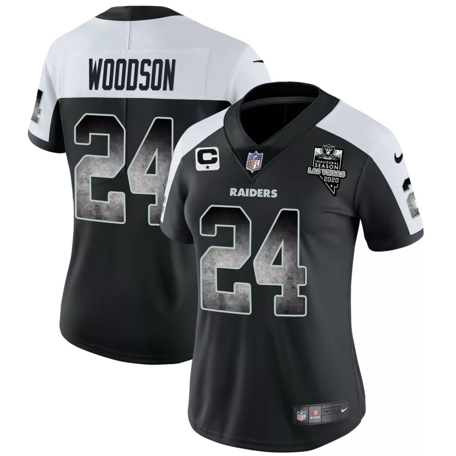 Charles Woodson 24 Raiders Jersey Black Men Split Design White Grey Alternate All