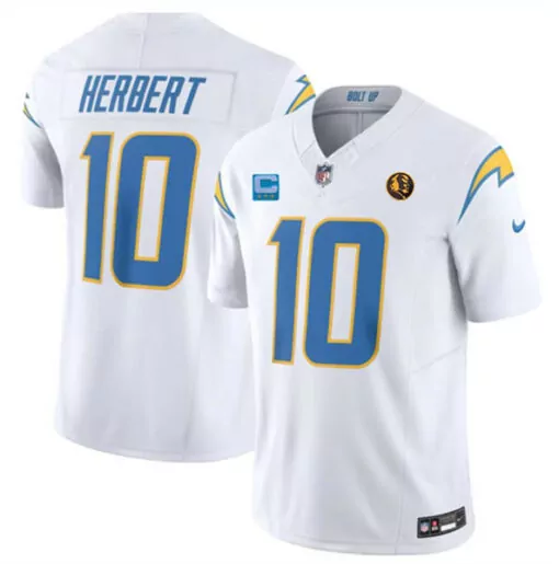 Justin Herbert 10 Jersey White Los Angeles Chargers Men Official Powder Blue Gold