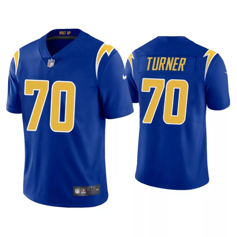 Trai Turner 70 Jersey Royal Blue Los Angeles Chargers Men Gold White Vapor Stitched