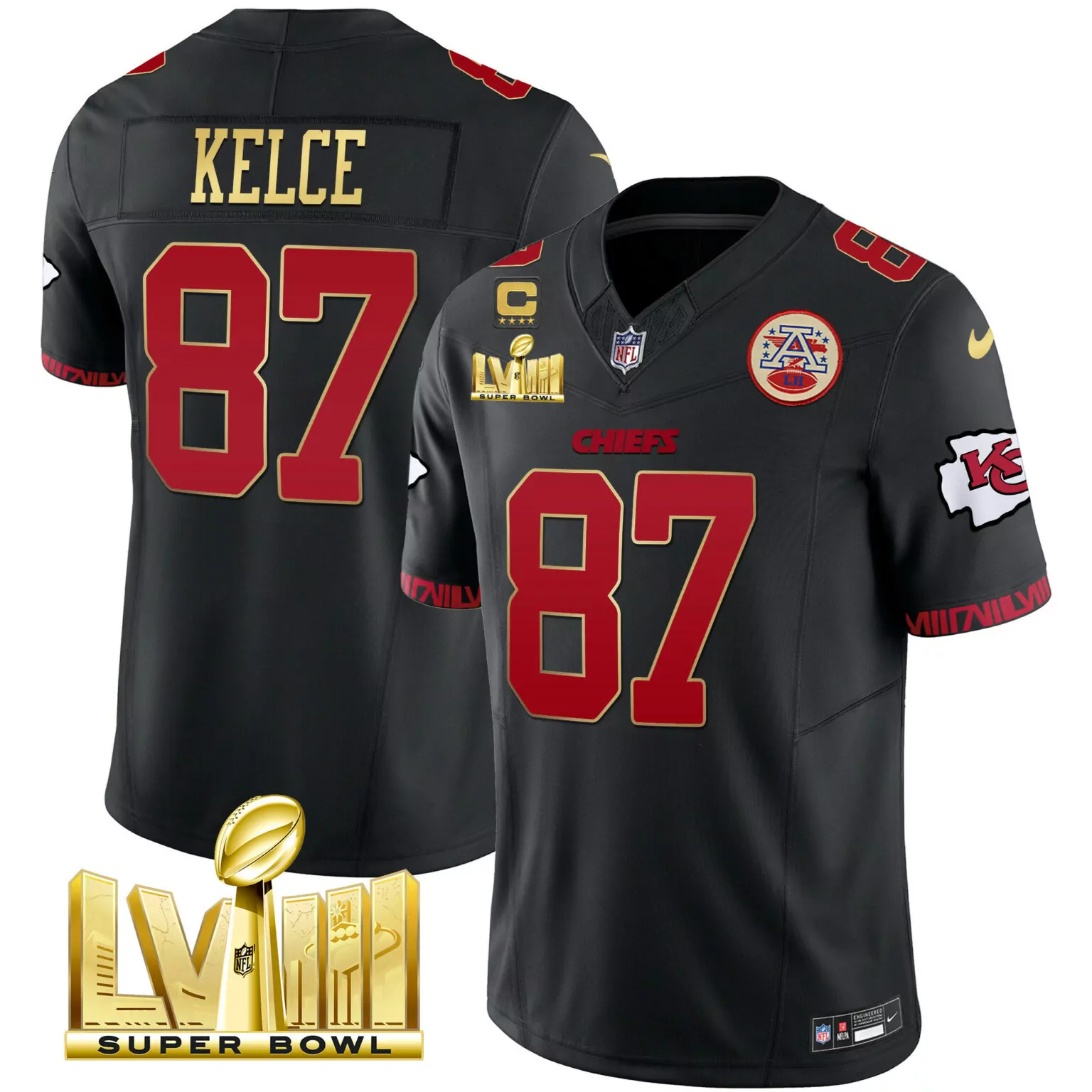 Travis Kelce 87 Jersey Black Super Bowl Lvii Kansas City Chiefs 2022 Men Player Alternate