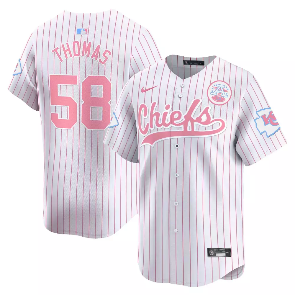 Travis Kelce 58 Jersey White Kansas City Chiefs Kc Men Split Pink Light Blue Unisex