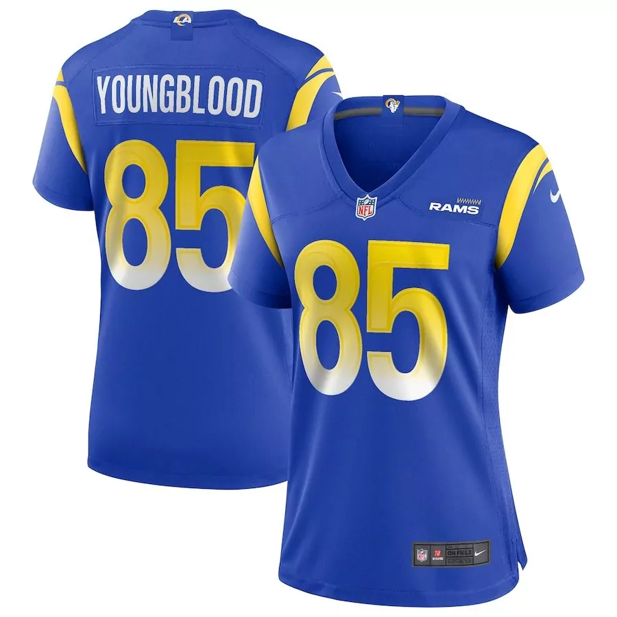 Jack Youngblood 85 Rams Jersey Blue Men Replica Yellow White Game Retired
