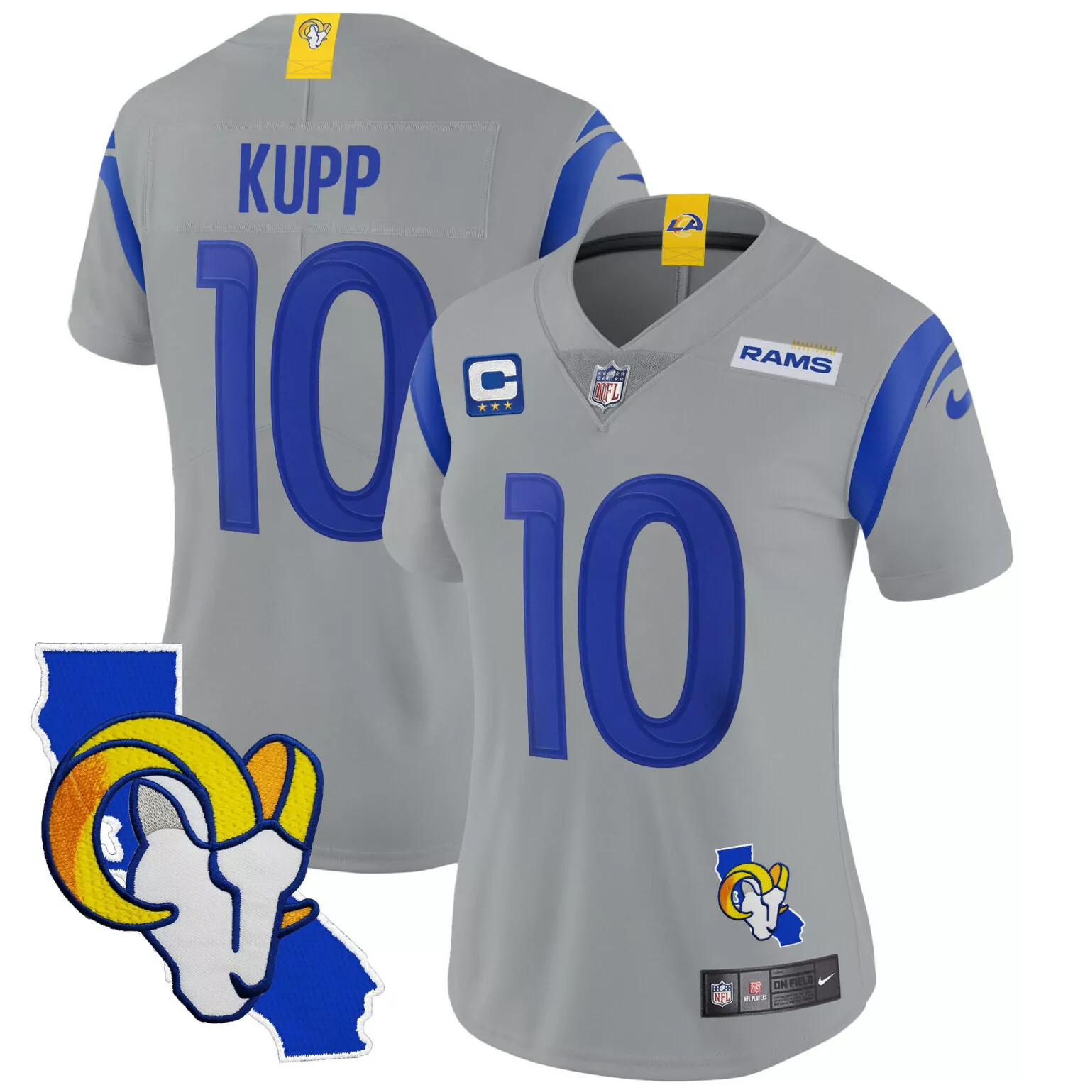 Cooper Kupp 10 Rams Jersey Gray California State Outline Ram Women Official Alternate