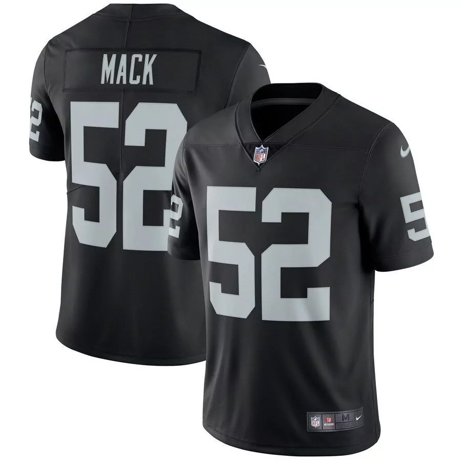 Khalil Mack 52 Raiders Jersey Black Men Game Grey Vapor Limited