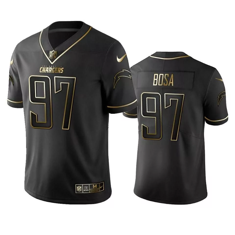 Joey Bosa 97 Los Angeles Chargers Jersey Black Men Player Gold Vapor Limited