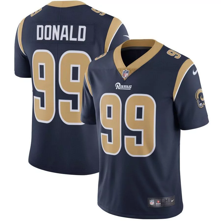 Aaron Donald 99 Rams Jersey Navy Men Official Gold White Vapor Limited