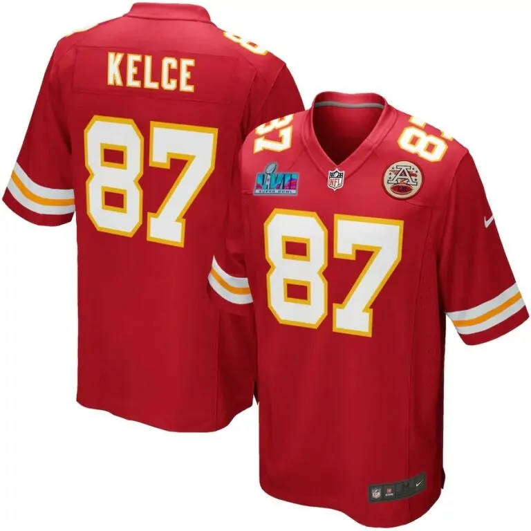 Travis Kelce 87 Jersey Red Super Bowl Lvii Kansas City Chiefs Men Game White Yellow