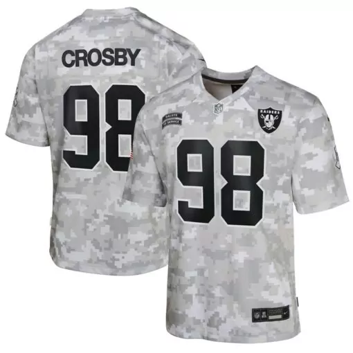 Maxx Crosby 98 Raiders Jersey White Salute To Service Men Digi Camo Alternate Custom Design