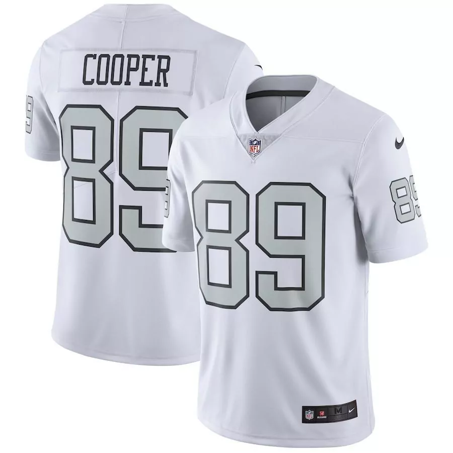 Amari Cooper 89 Raiders Jersey White Men Fitted Gray Black Vapor Rush