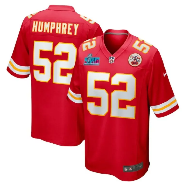 Creed Humphrey 52 Jersey Red Kansas City Chiefs Super Bowl Lvii Men White Yellow
