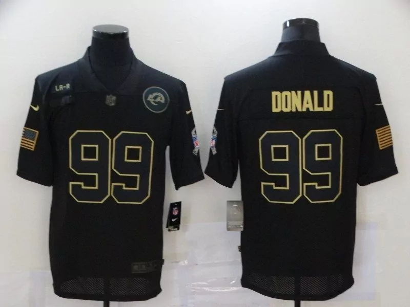 Aaron Donald 99 Rams Jersey Black USA Flag Men Gold Vapor