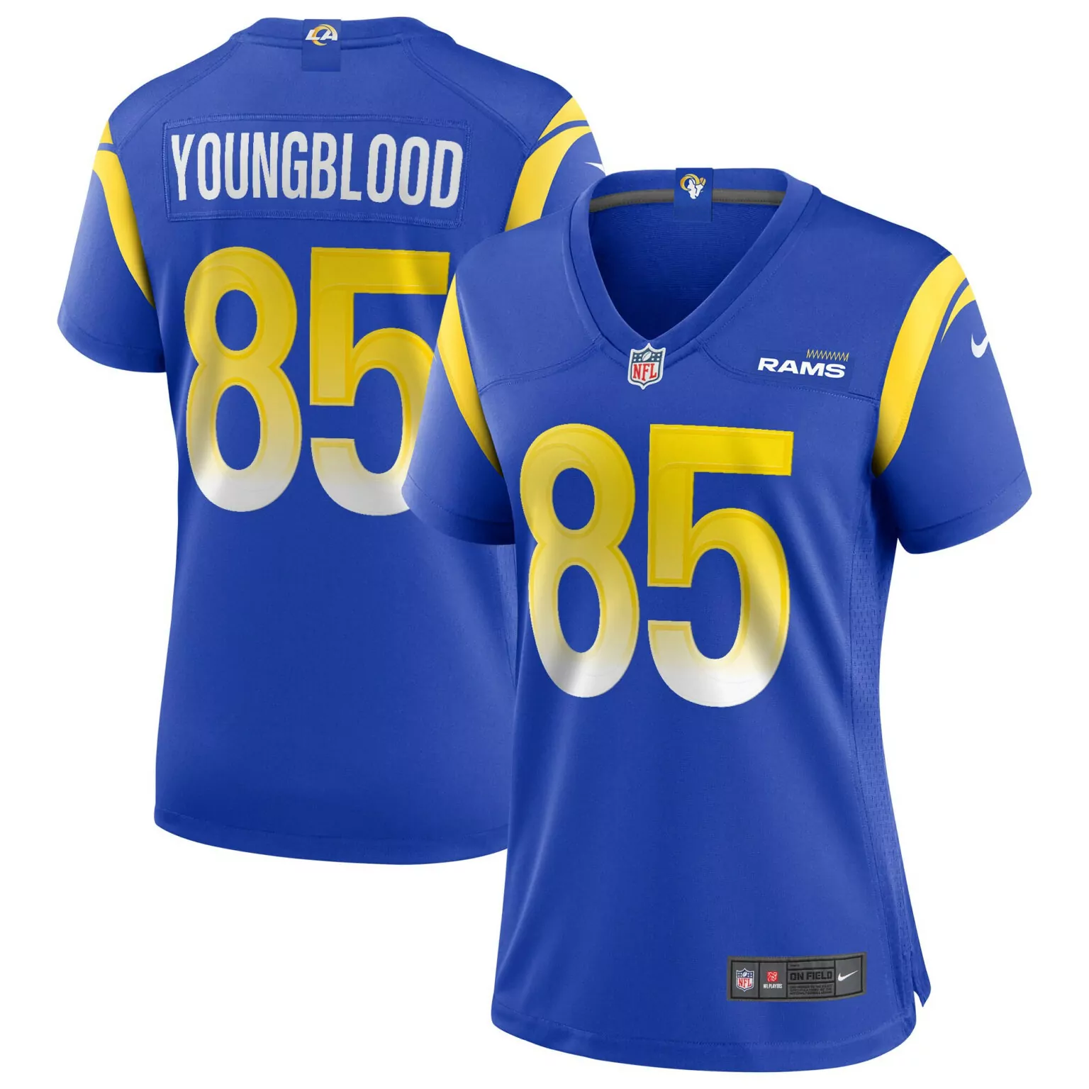 Jack Youngblood 85 Rams Jersey Royal Blue Men Replica Yellow White Game Retired