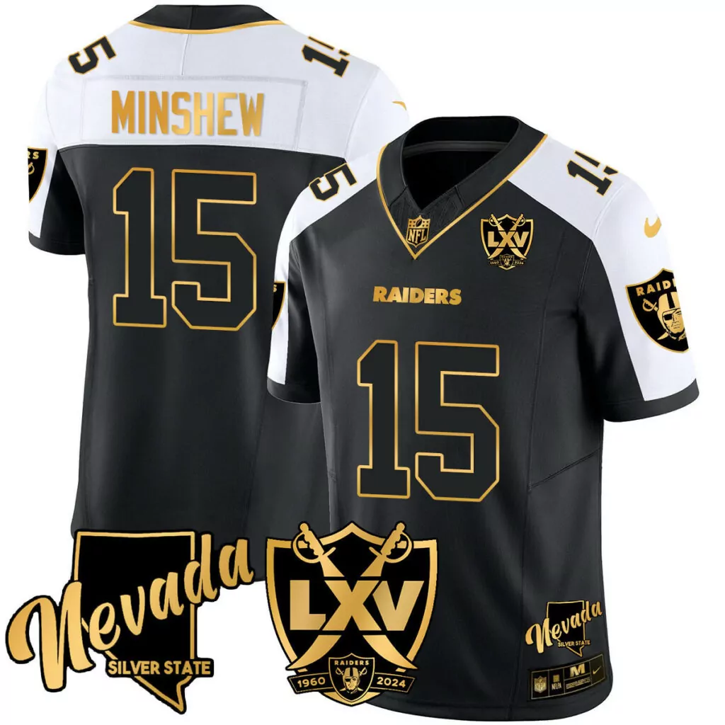 Gardner Minshew 15 Raiders Jersey Black Lxv Silver State Men Alternate White Gold