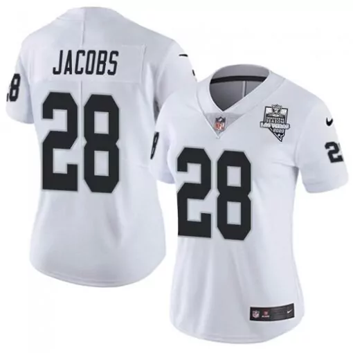 Josh Jacobs 28 Las Vegas Raiders Jersey White 2020 Season Women Replica Alternate