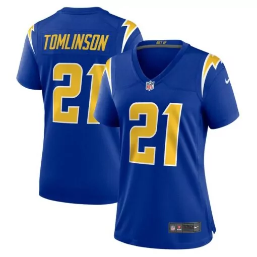 Ladainian Tomlinson 21 Chargers Jersey Royal Blue Men Gold White Retired Game