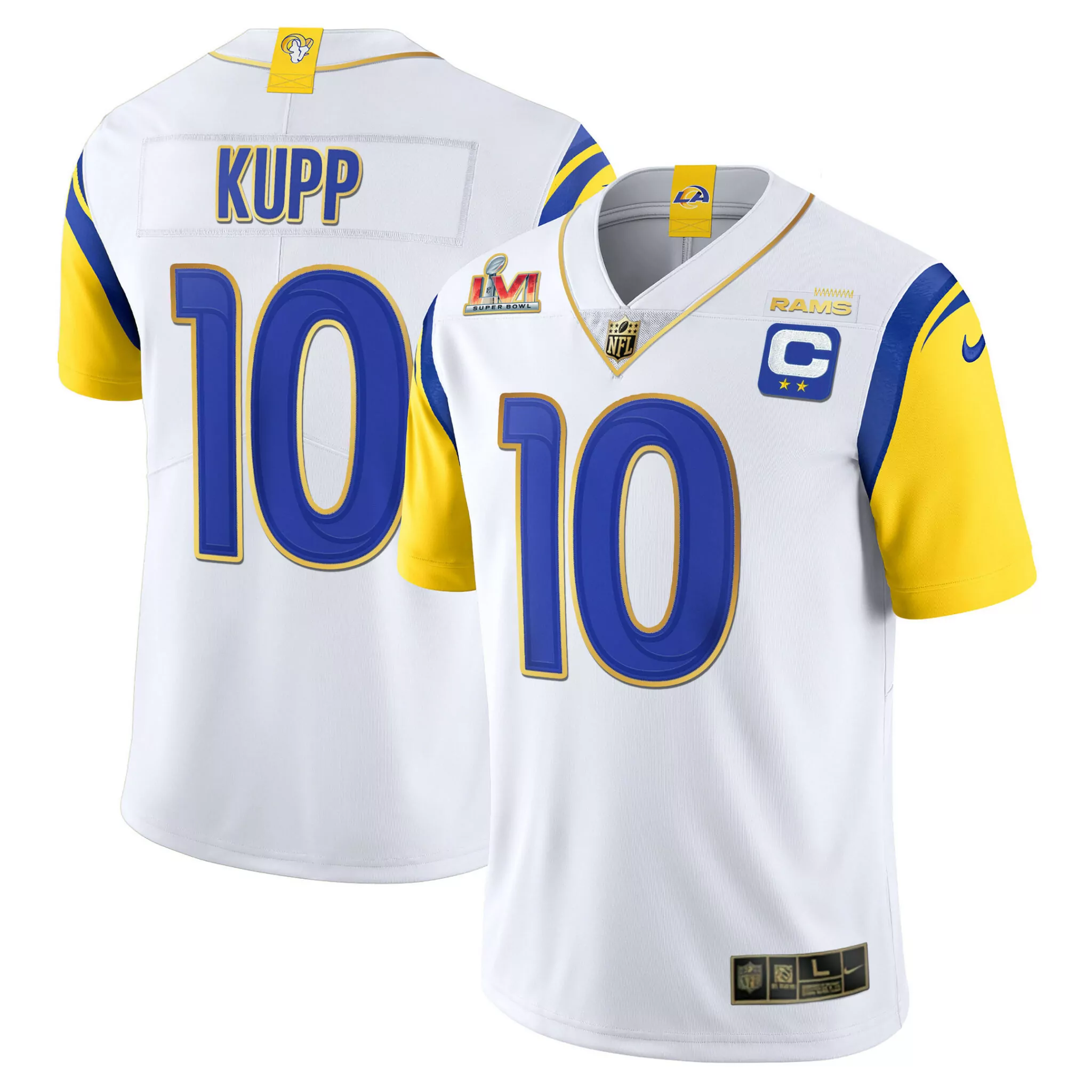 Cooper Kupp 10 Rams Jersey White Super Bowl Lvi Men Player Blue Gold Yellow Vapor