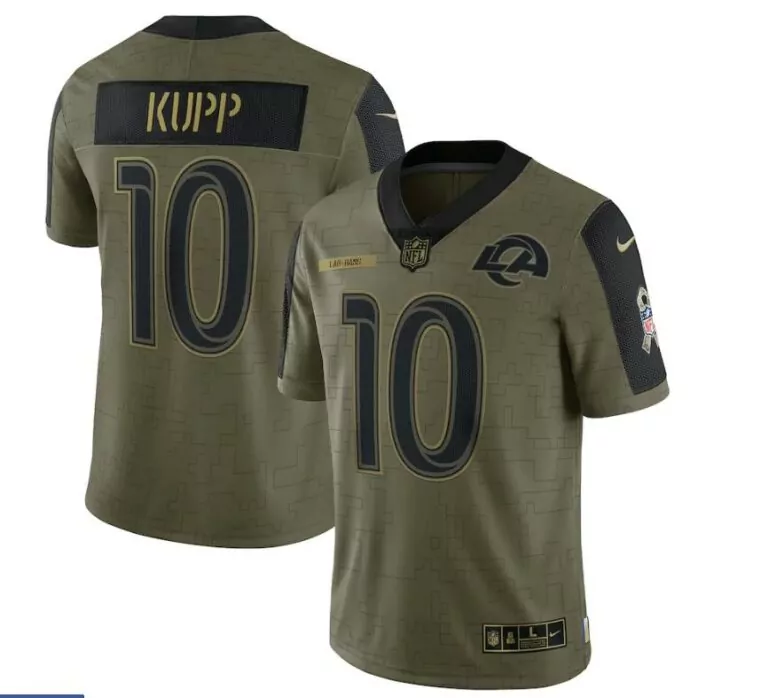 Cooper Kupp 10 Rams Jersey Olive Green Salute To Service Los Angeles Men Authentic