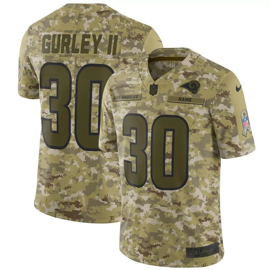 Todd Gurley 30 Rams Jersey Tan Salute To Service Men Game Custom Design Olive Green