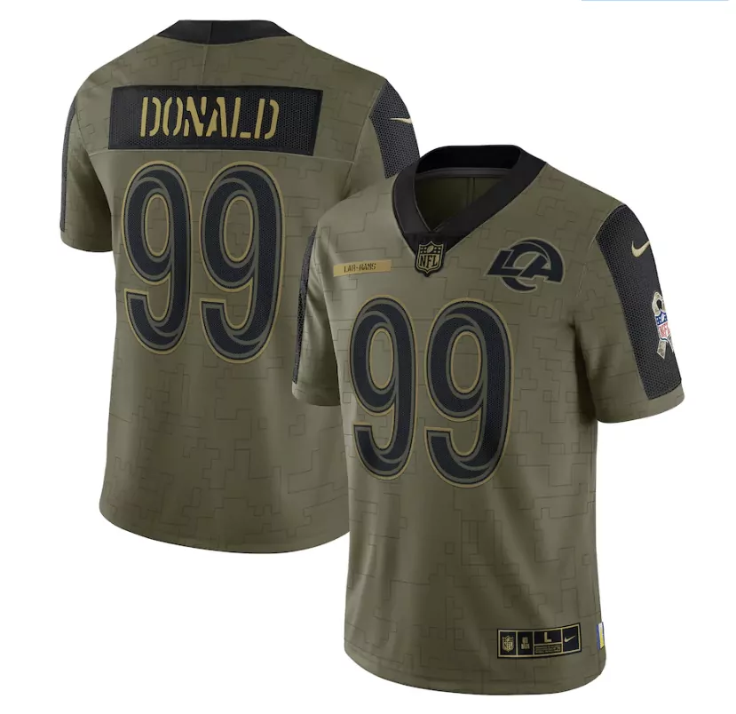 Aaron Donald 99 Los Angeles Rams Jersey Olive Green Salute To Service Wartime Men