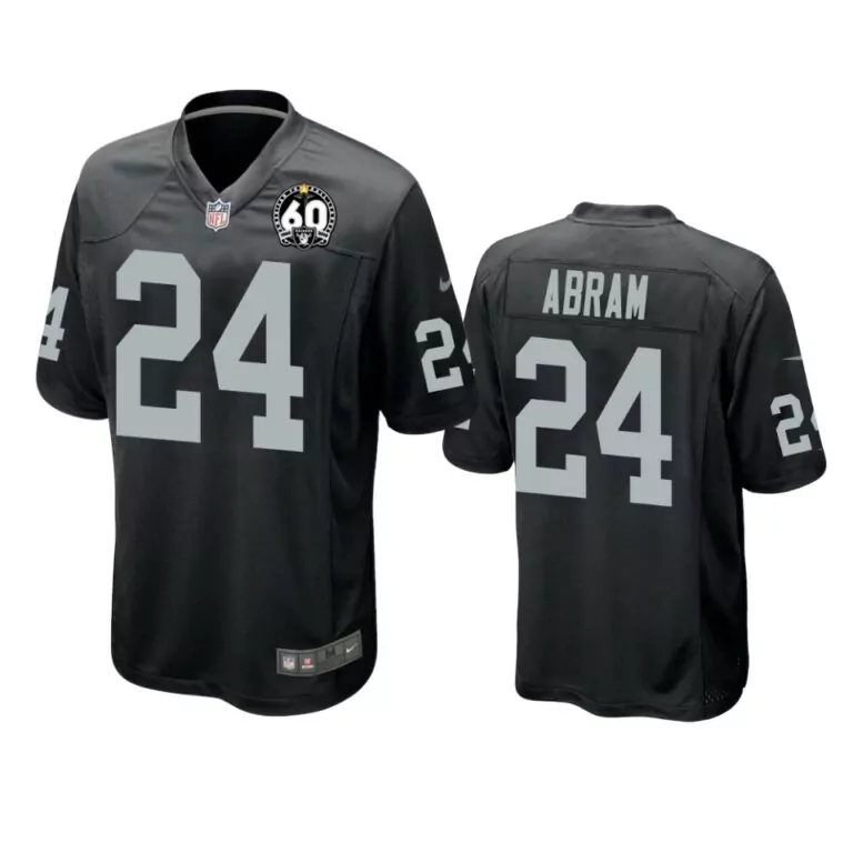 Johnathan Abram 24 Jersey Black Las Vegas Raiders 60th Anniversary Men NFL Silver