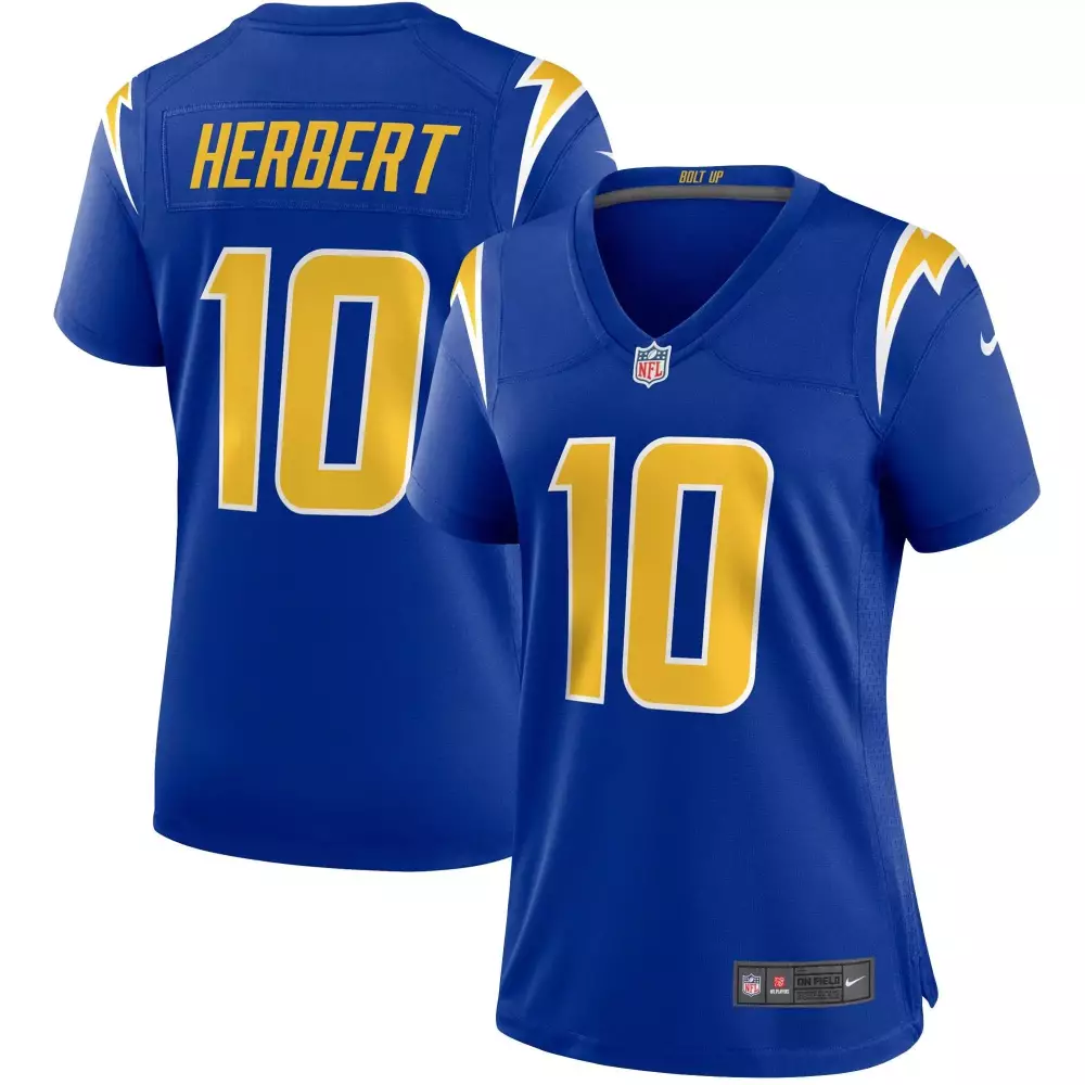 Justin Herbert 10 Jersey Royal Blue Los Angeles Chargers Men Authentic Yellow White