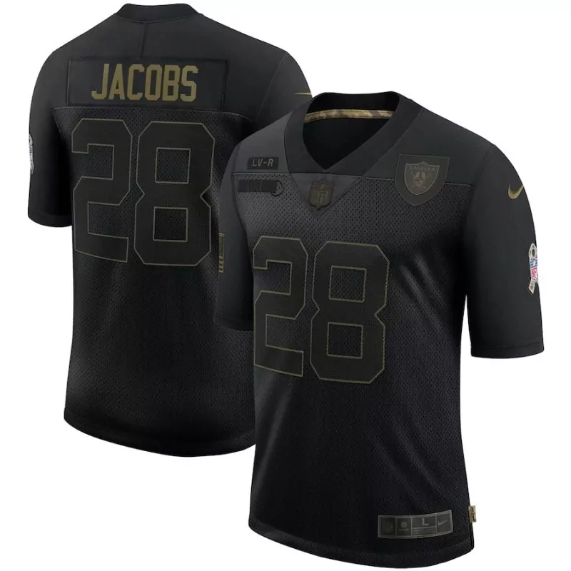 Josh Jacobs 28 Raiders Jersey Black Lv-r Men Player Gold Vapor