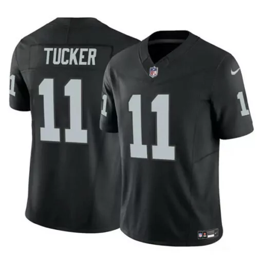 Tre Tucker 11 Raiders Jersey Black Men Replica Grey Stitched