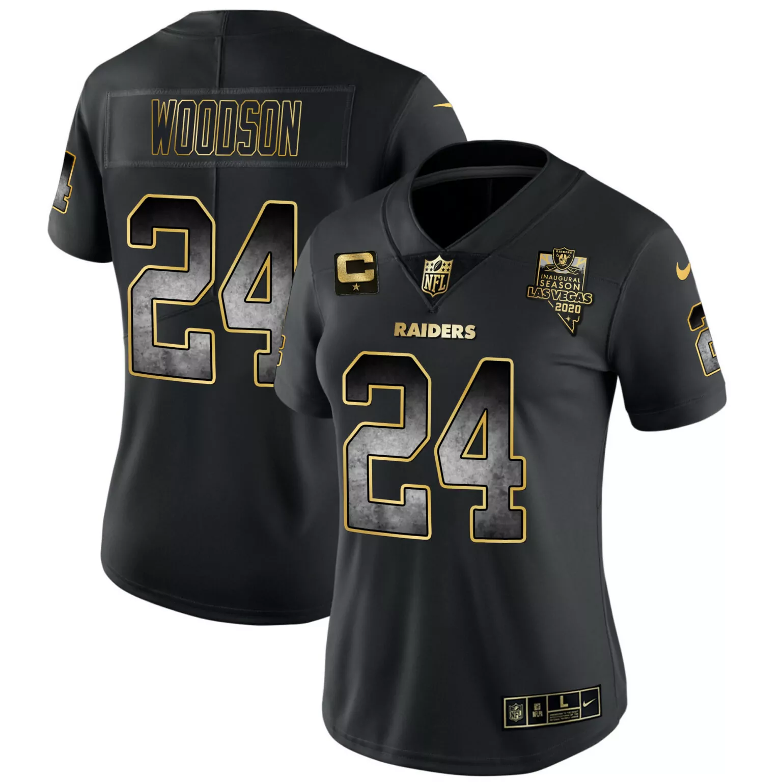 Charles Woodson 24 Raiders Jersey Black Inaugural Season Las Vegas 2020 Men Replica