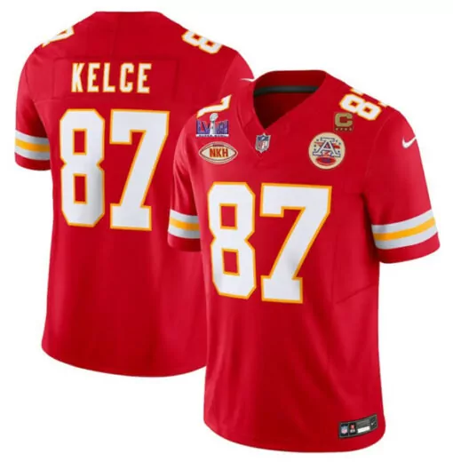 Travis Kelce 87 Jersey Red Super Bowl Lvii Kansas City Chiefs Champions Men White