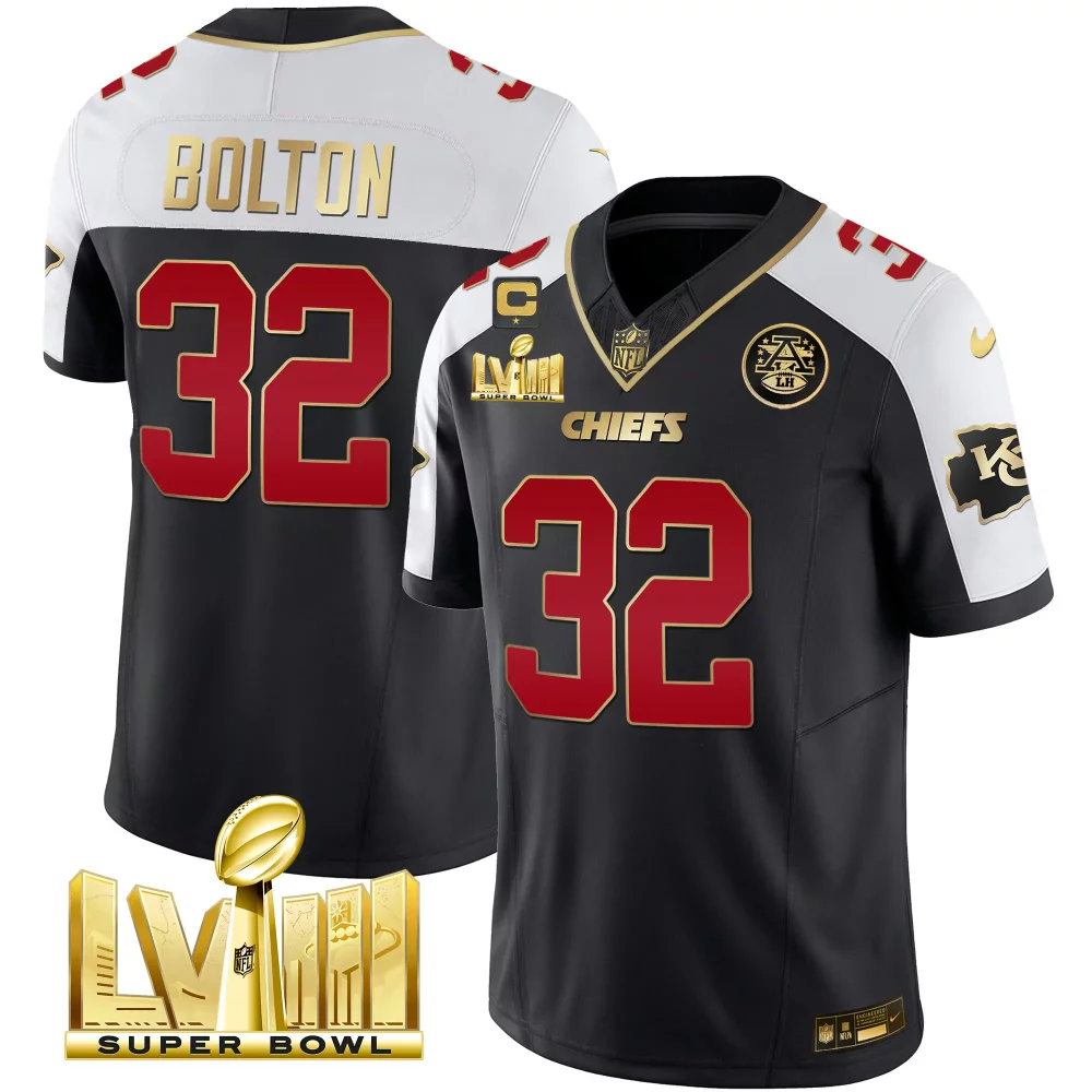 Nick Bolton 32 Chiefs Jersey Black Super Bowl Lviii 2023 Men Red Gold White Alternate